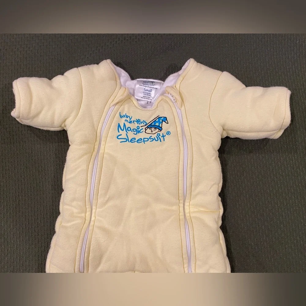 Magicsuit Baby Sleepsuit in Pale Yellow with Blue Logo